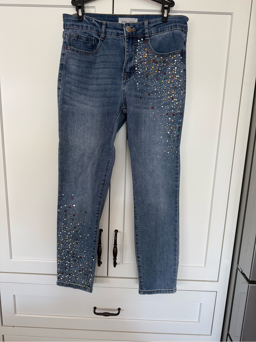 Tribal Embellished Blue Jeans for Women - Designer Style